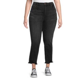 Terra & Sky Women's Black Acid Plus Size High Rise Cropped Jeans Size 24W